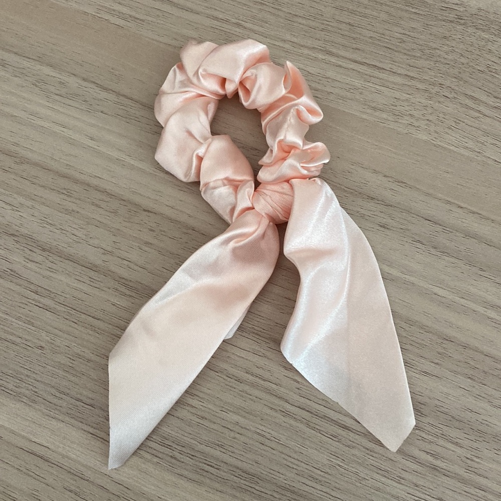 Pink Silky Hair Scarf Scrunchy
